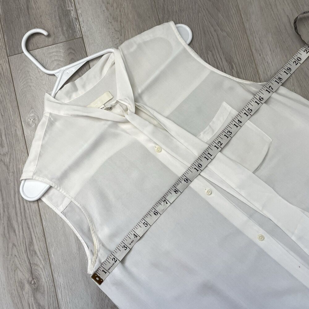Diesel Buttonup Tunic silk sleeveless tie collar long womens White (medium) - Picture 2 of 6